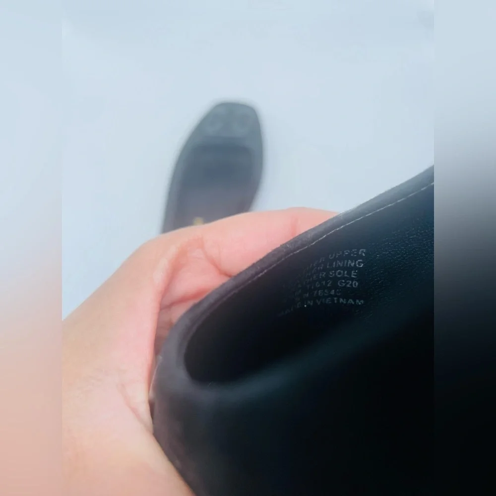 Tory Burch Black Suede Leather square toe Georgia ballet flats 8.5